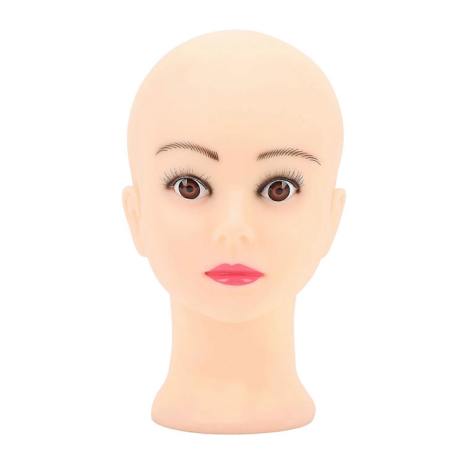 Bald Mannequin Head PVC Soft Delicate Bald Head Model with Universal Bracket Interface for Makeup Wi