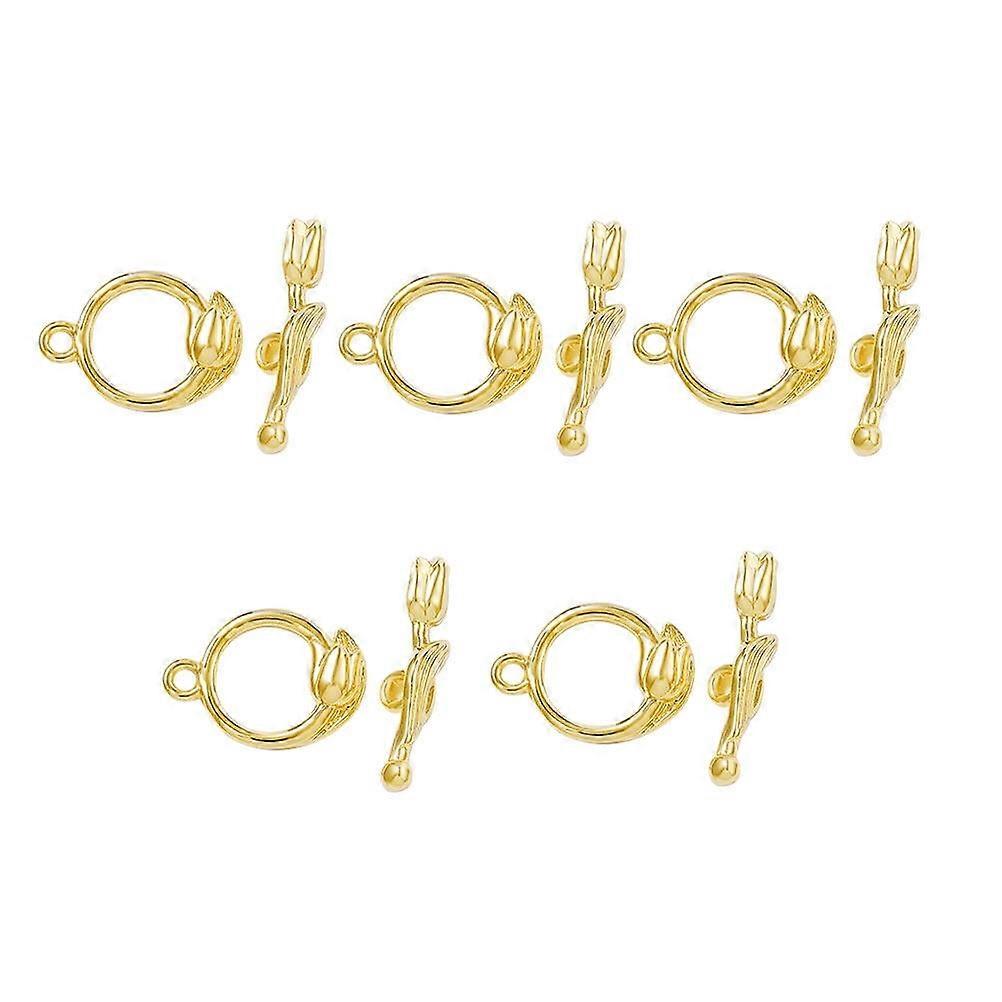 Guangmc 5 Sets Flower Toggle Clasp Tibetan Style Connector Making
