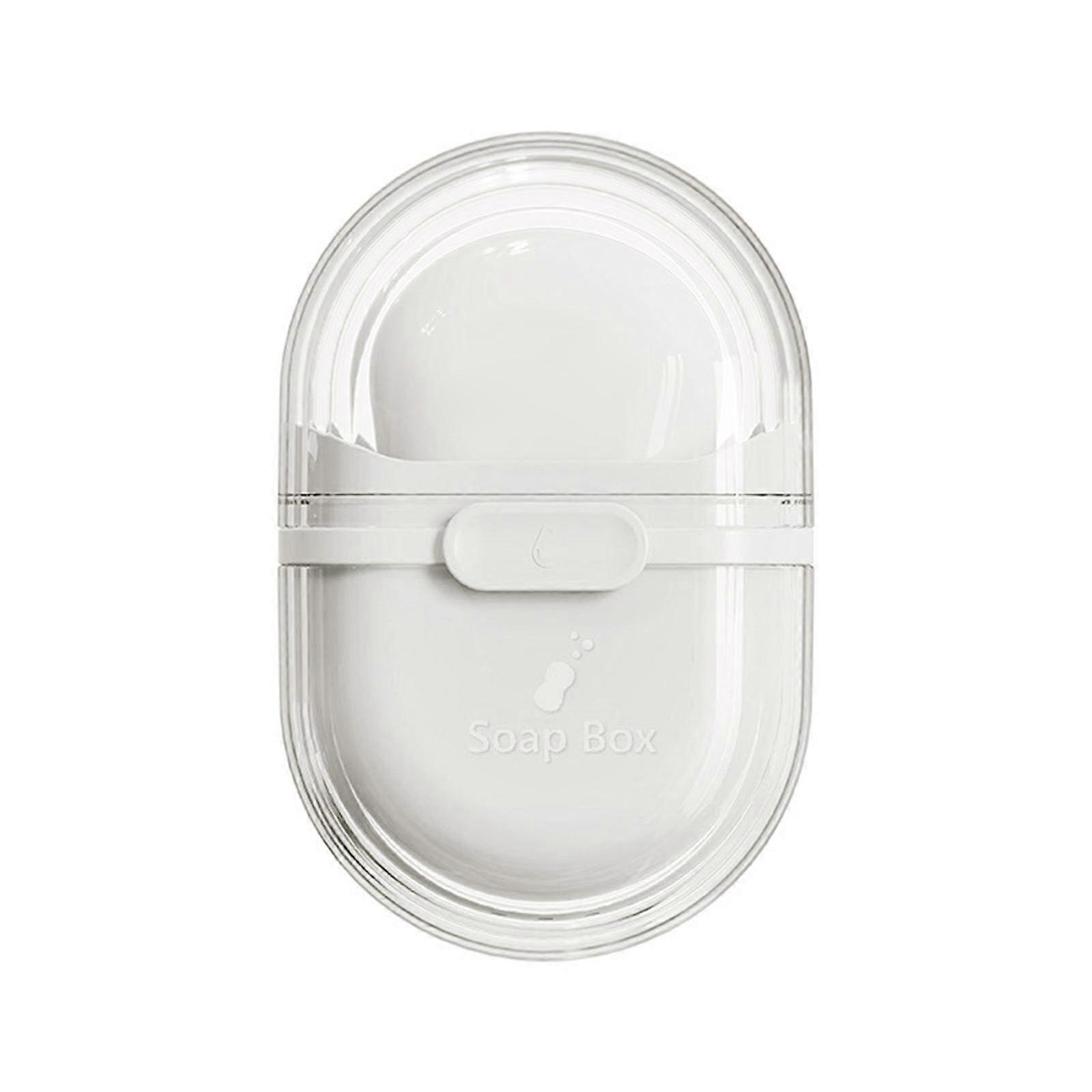 Secure Soap Container ABS Moisture Control Hygienic Soap Storage Box with Lid and Drainage Hole For Travel Camping  White