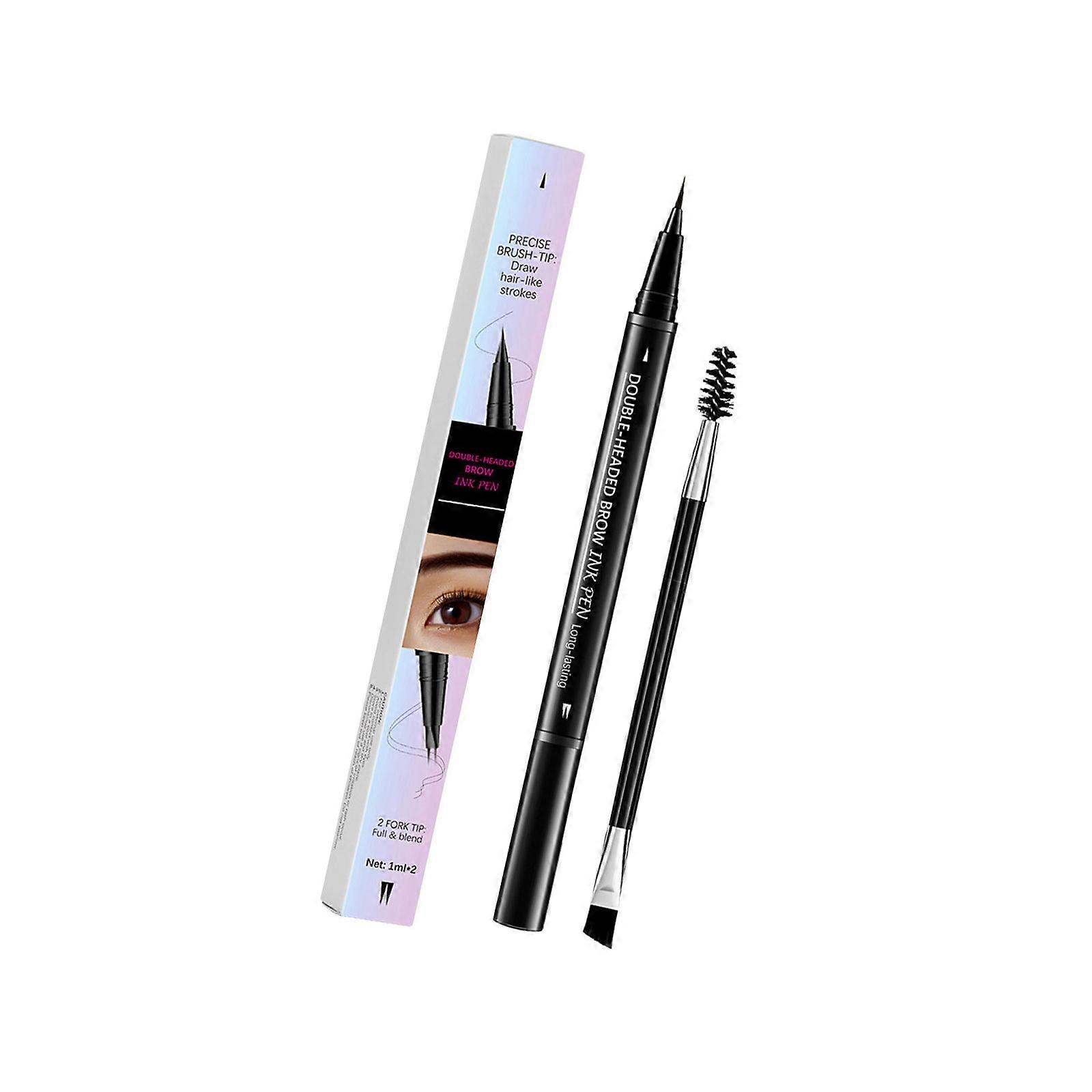 Liquid Eyebrow Pencil Dark Brown 2 in 1 Brow Pen with Precise Brush Tip Waterproof and Smudgeproof for Women Multicolor