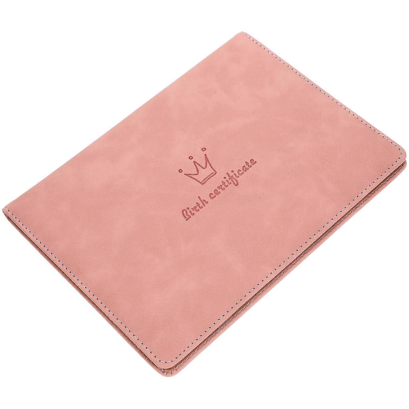 Birth Certificate Holder Leather Sleeve with Crown Design for Document Storage Portable
