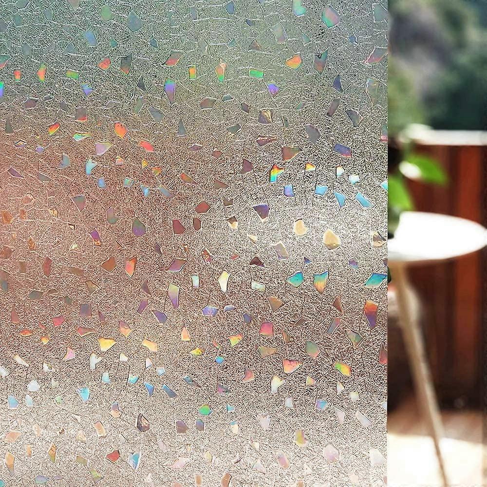 Decorative Window Privacy Film Frosted Glass Static Cling for Door and Home, 3D Rubble Pattern 29.5 x 78.7 Inch