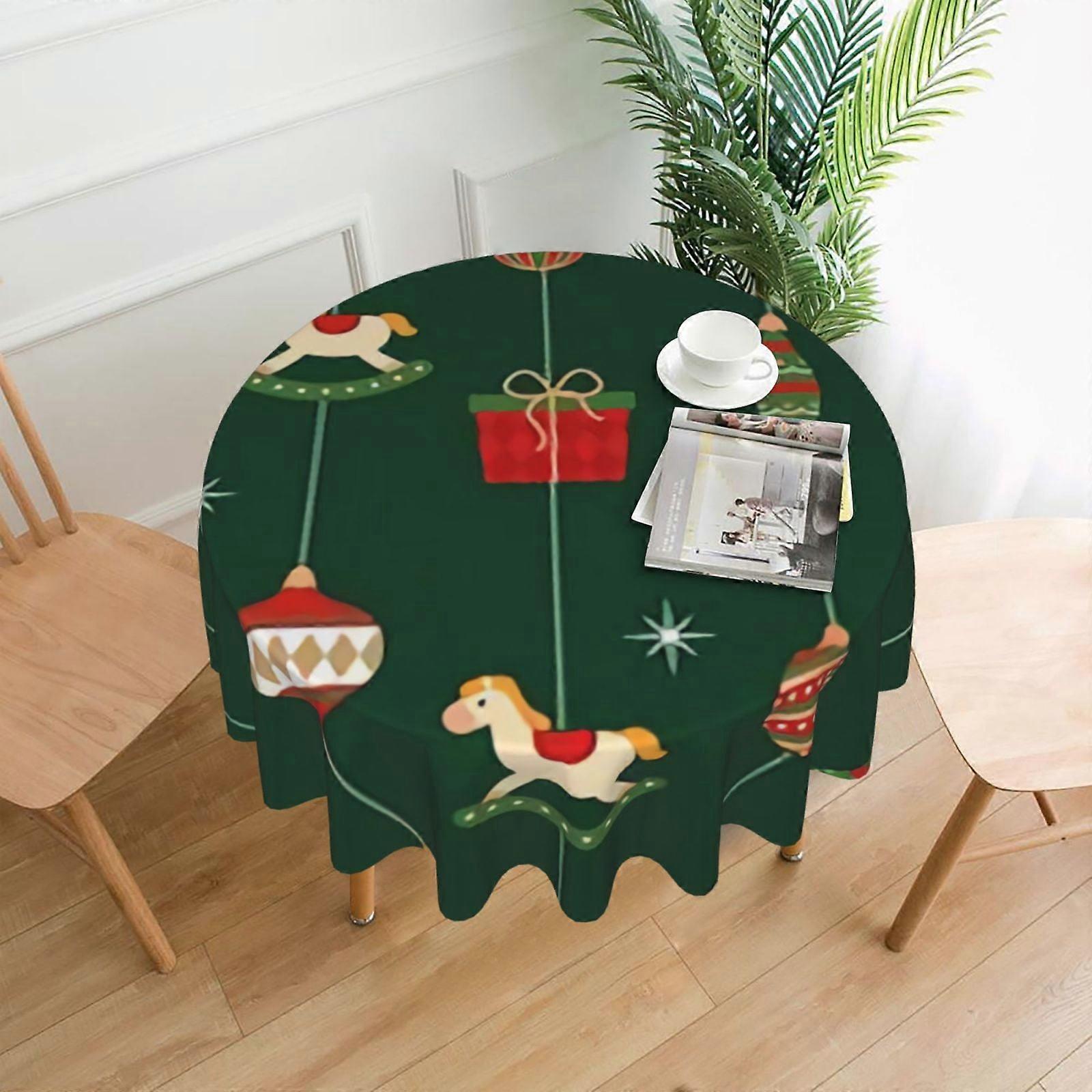Merry Christmas Rectangular Tablecloth, Water Resistance Antiwrinkle Spillproof Soft Fabric, compatible with 60in tables