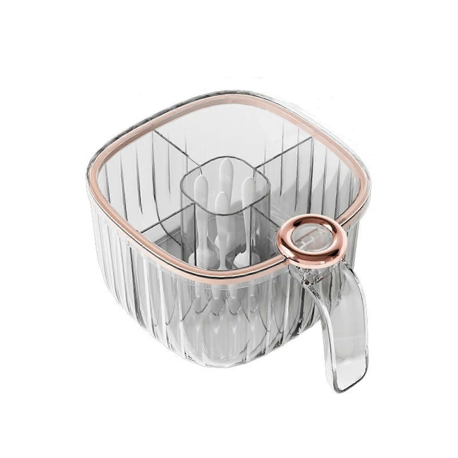 Seasoning Box with 4 Compartments and Spoons, Dustproof Transparent Lid, Kitchen Spice Organizer