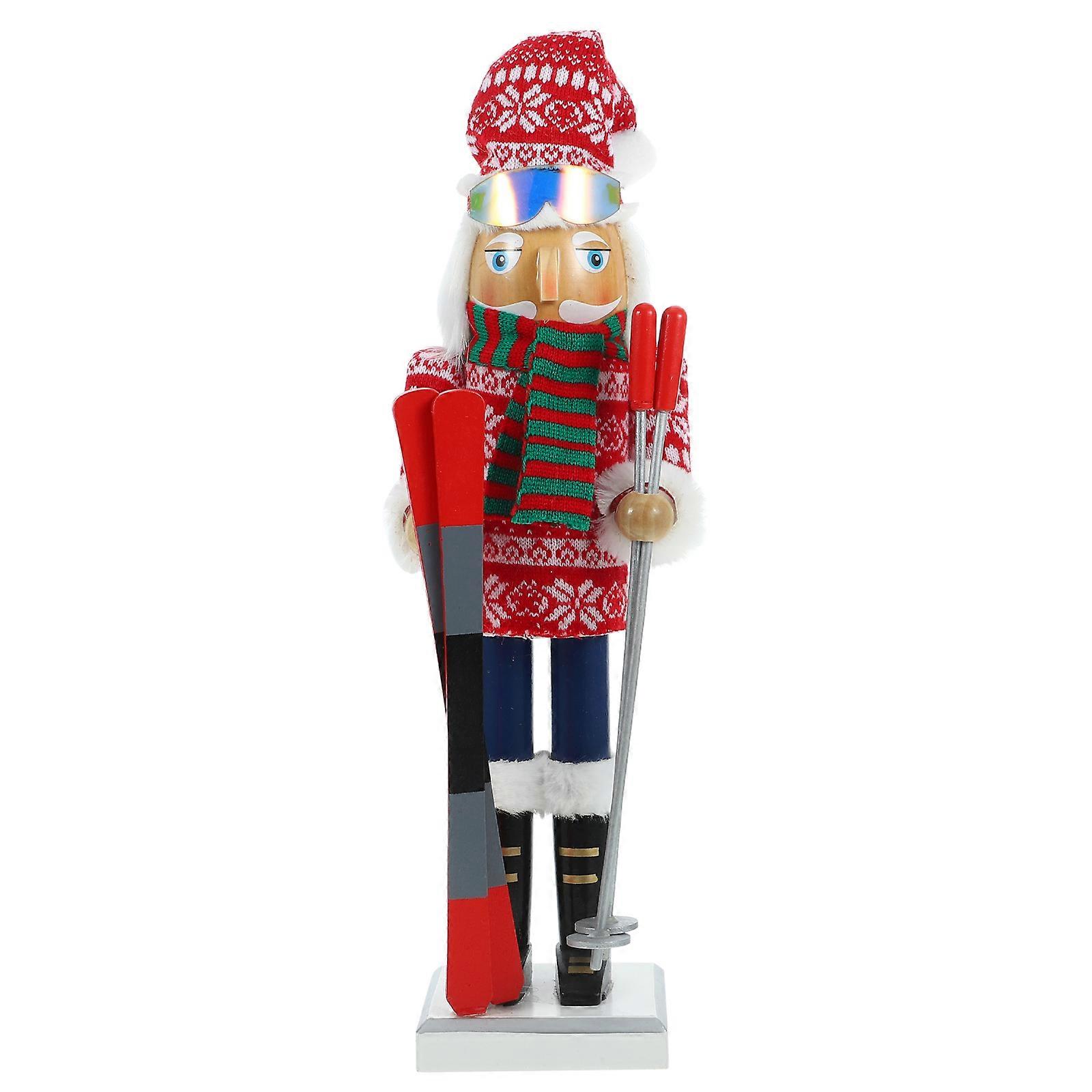Skiing Nutcracker Soldier Decor for Decoration Wooden Nutcracker Ornament