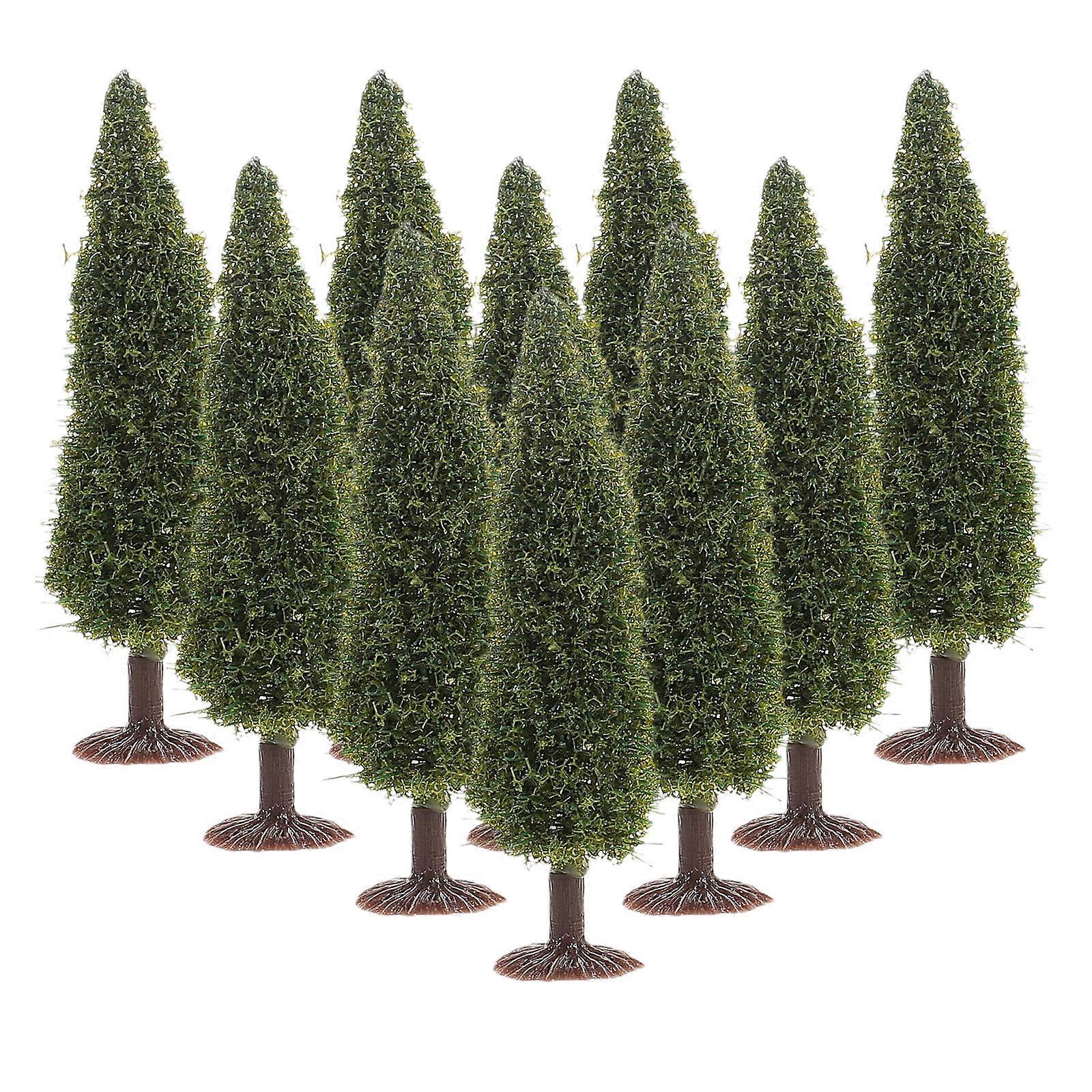 Green Mini Pine Tree Model for Decoration with 10Pcs Plastic Trees