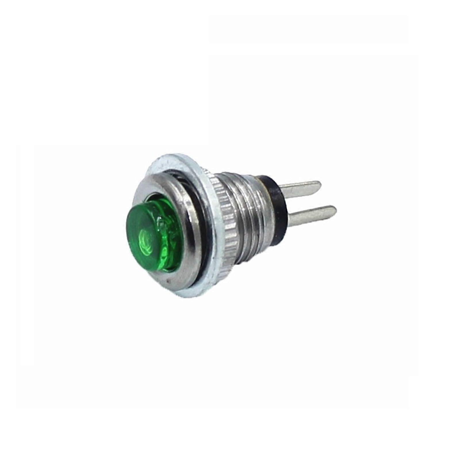 10pcs Green 8mm 2 Pin Push Button Switch 0.5A 250V AC Momentary Reset Round for Electronics