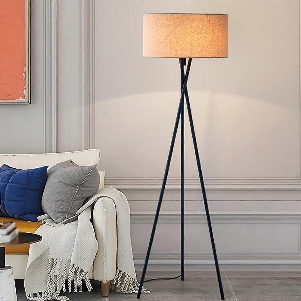 Modern Floor Lamp with Rotatable Linen Shade, E27 Dimmer, 3Color Modes for Living Room