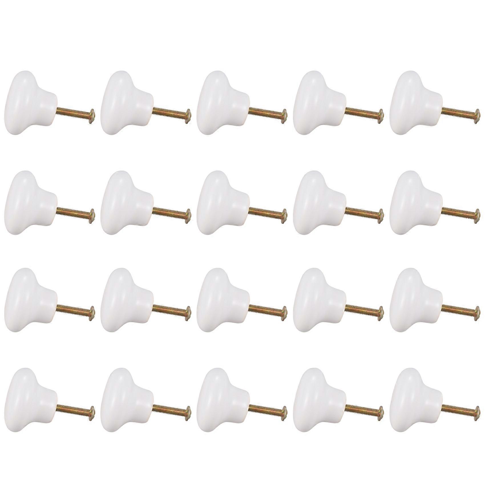 20Pcs Ceramic Door Round Handles Kitchen Cabinet Cupboard Wardrobe Pull Knobs White S