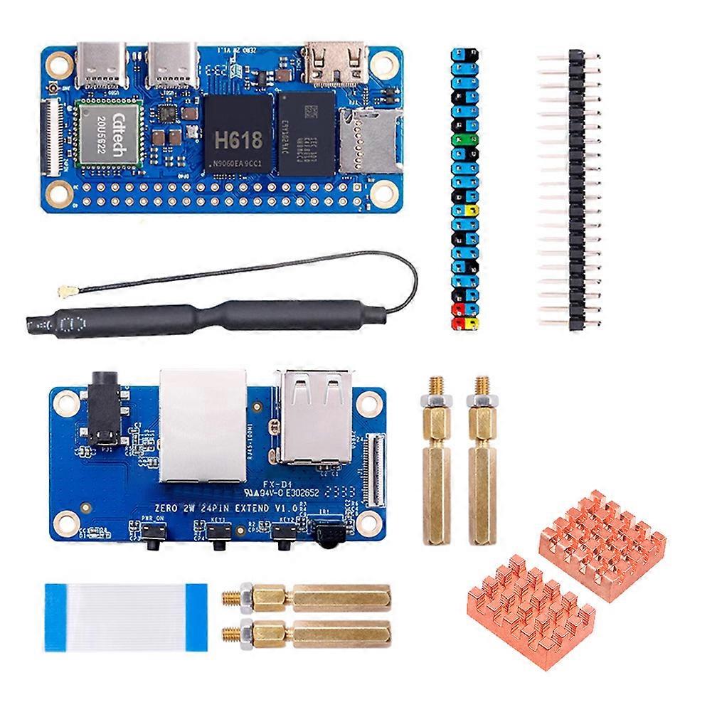For Orange Pi Zero 2W Development Board 1G RAM+Expansion Board+Heat Sink DDR4 H618 WiFi5 BT5.0 Support 4K 60FPS