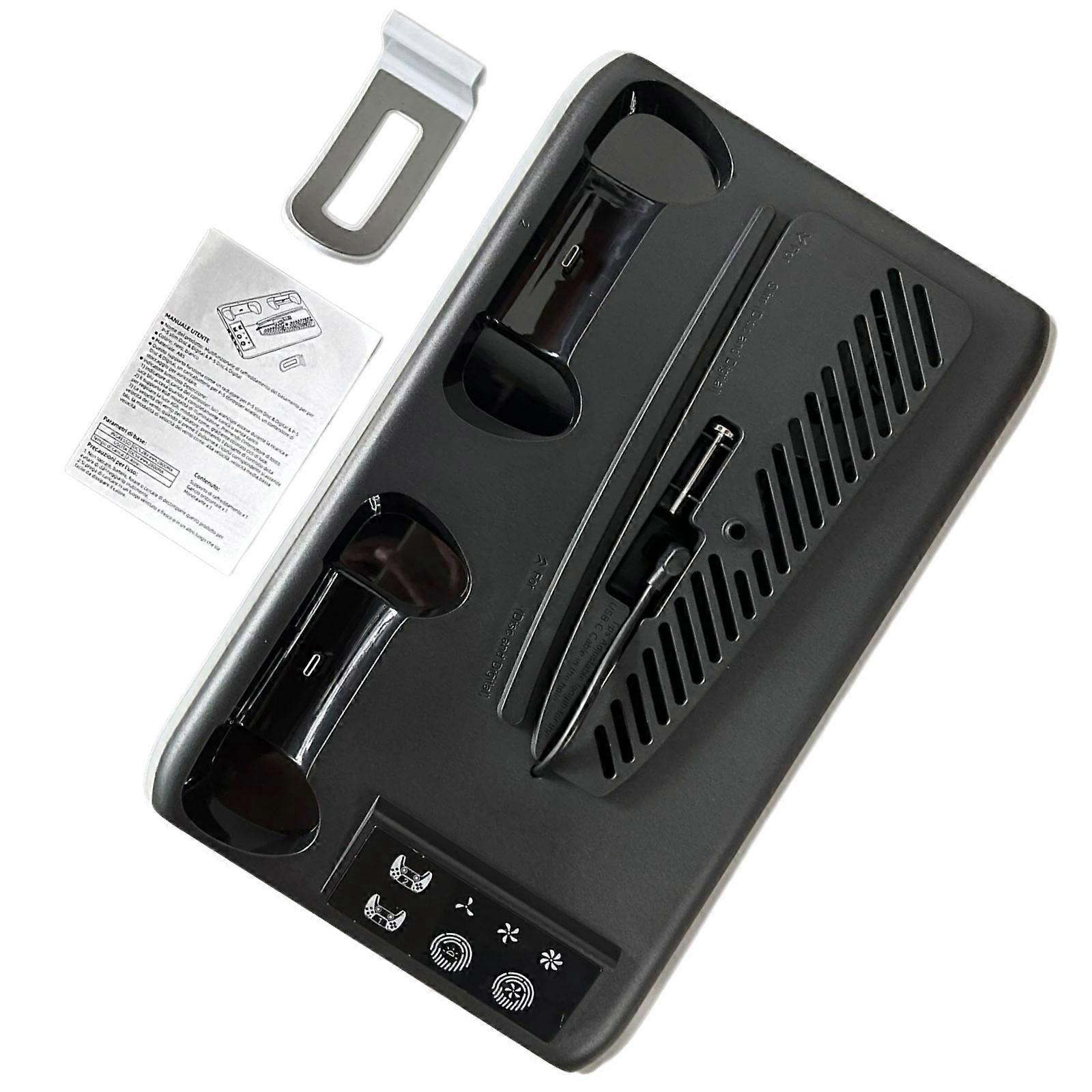 Gaming Accessory Cooling Stand Base for Slim Providing Charging Capabilities and Lighting with Fan Control  Black