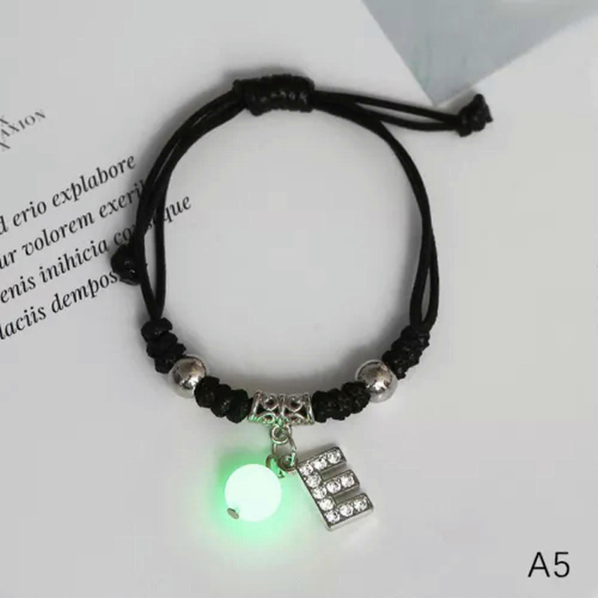 RSAMD Luminous A-Z Letters Bracelet Glow in the Dark Adjustable Rope Chain Bracelet-A5