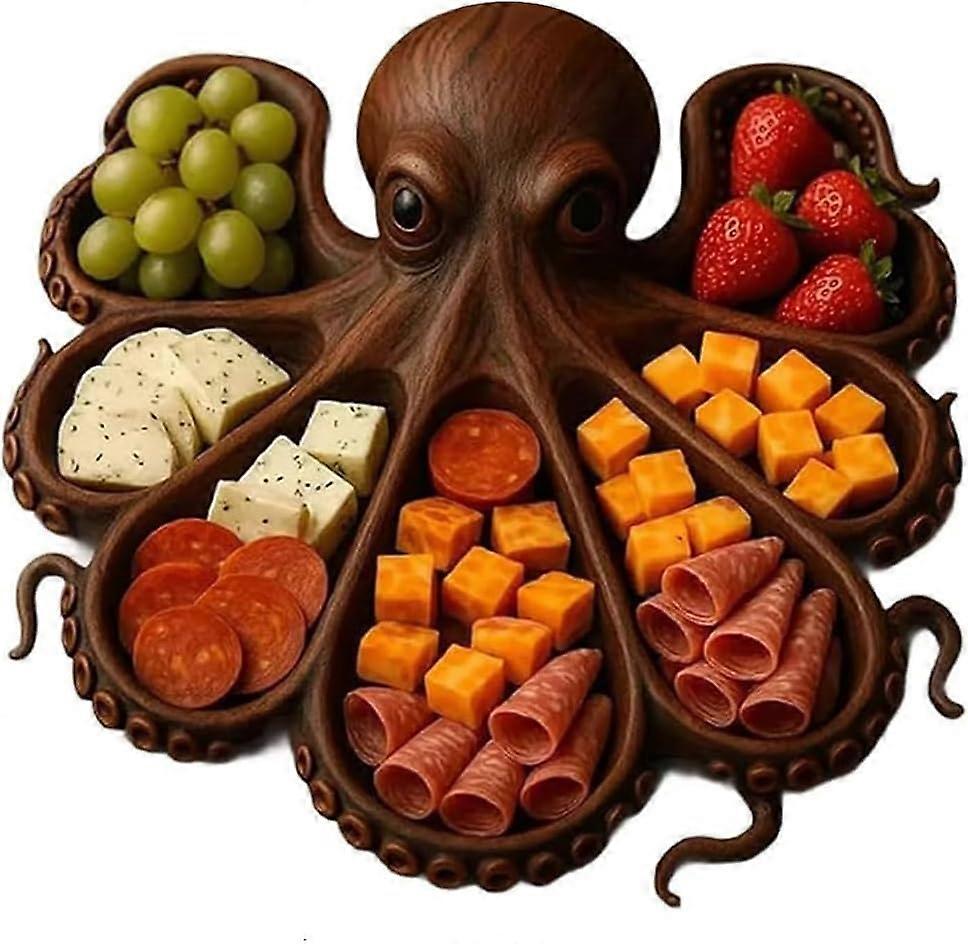 Octopus Serving Tray Charcuterie Board with Unique Nautical Design for Cheese Meat and Seafood