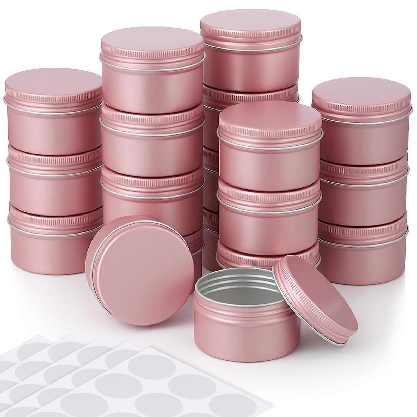 24 Pcs 4 oz Aluminum Tin Containers with LeakProof Screw Lid and Labels for Spices and Candles