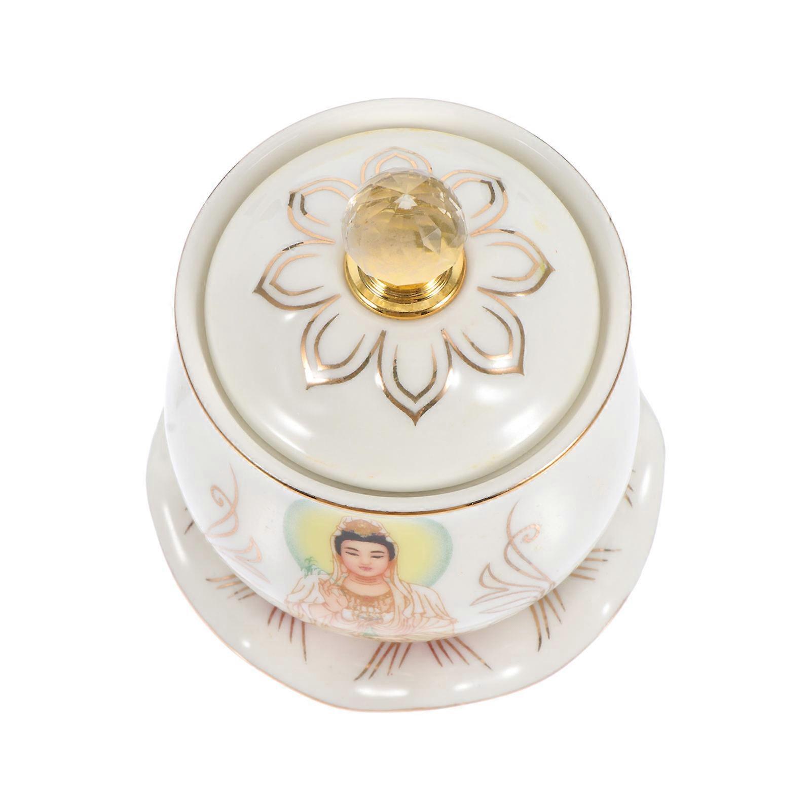 Ceramic Cup Buddha Offering Cup for 2Pcs Religious Use