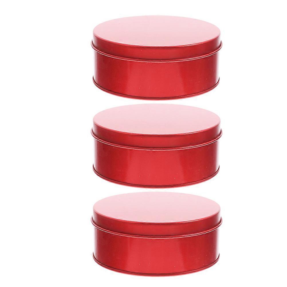 Red Tinplate Cookie Jars for Storage 3Pcs Round Baking Cake Containers