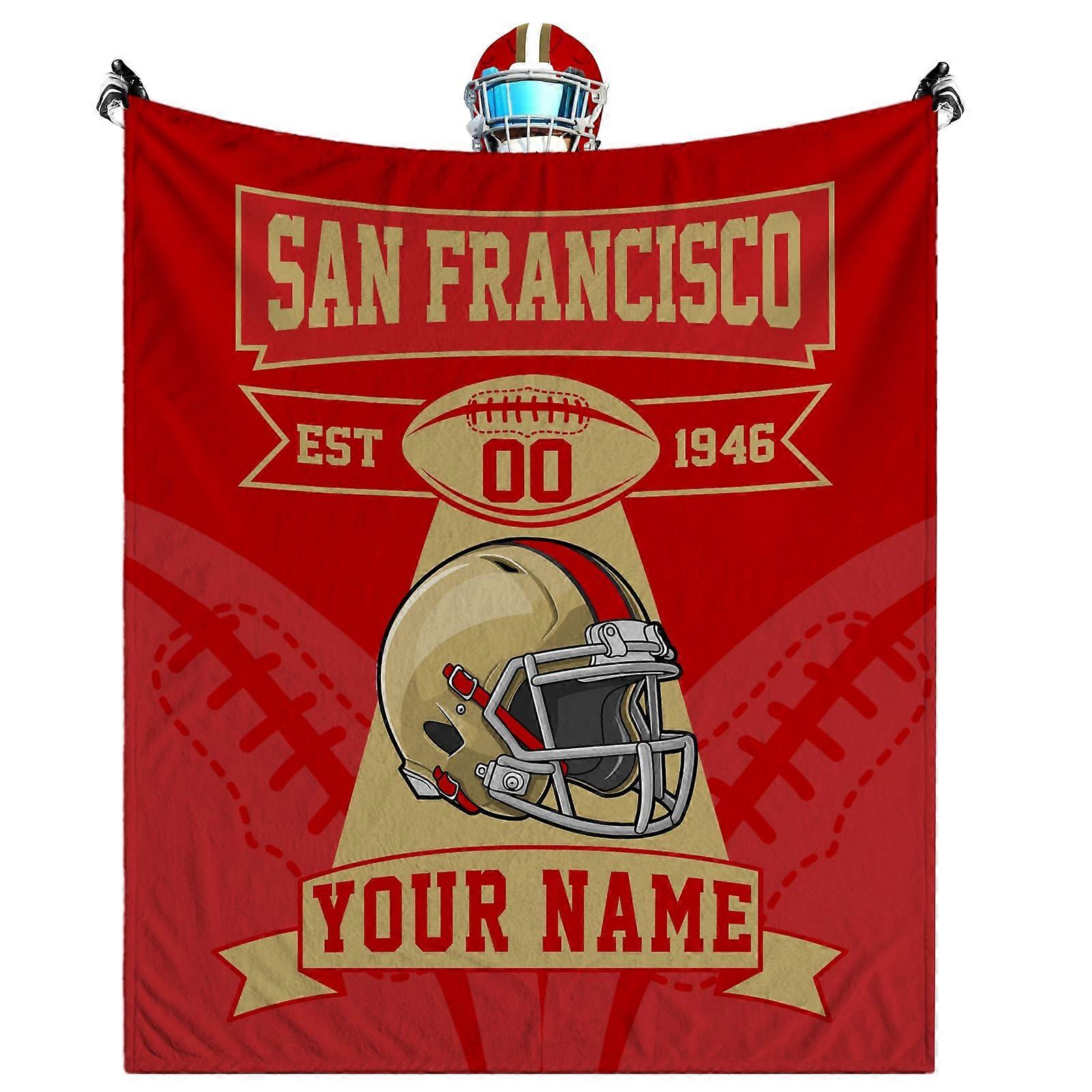 Sports Blanket with Name and Number, Soft Flannel San Francisco Football Throw 40'x30'