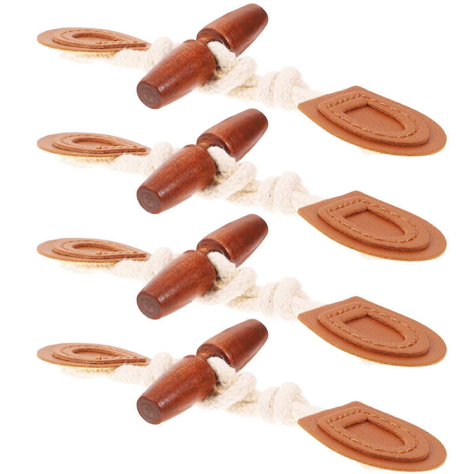 Garment Buttons Toggle Buttons for Decoration 12Pairs Light Brown PU Wood