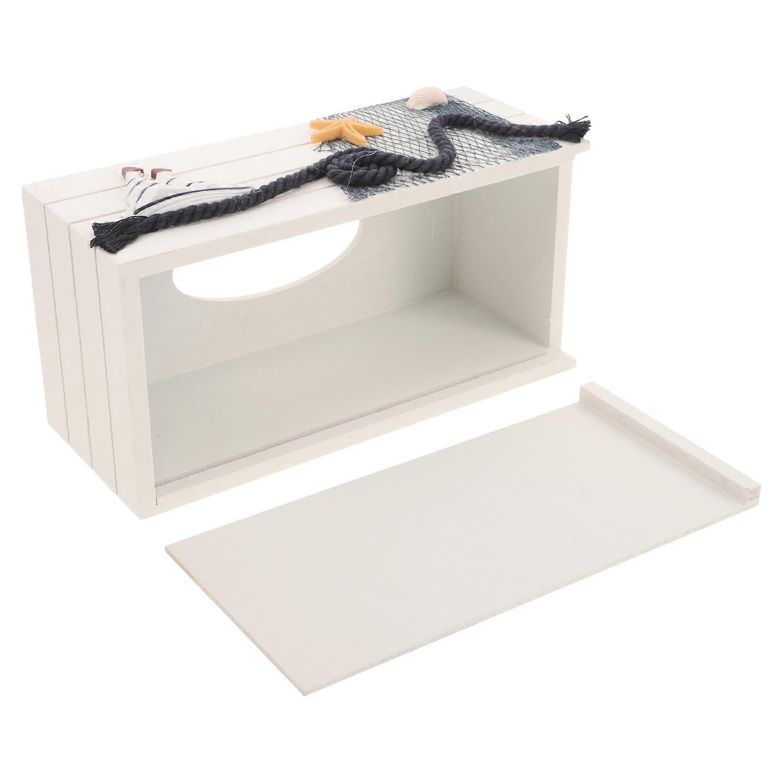 Nautical Wooden Tissue Box Holder Square for Storage Use