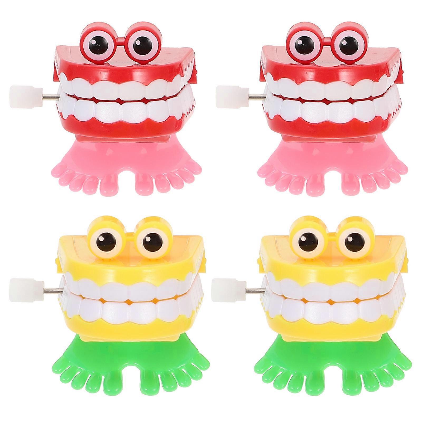 4Pcs Fun Tooth Shaped Wind up Toys Creative Clockwork Playthings