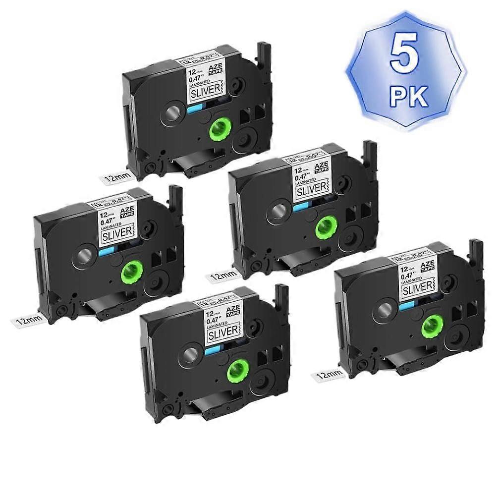 Label Tape Compatible with Brother 5PK TZe 231 Black on Silver Laminated, Multiple Widths 624mm, PT E100 D200 Compatible