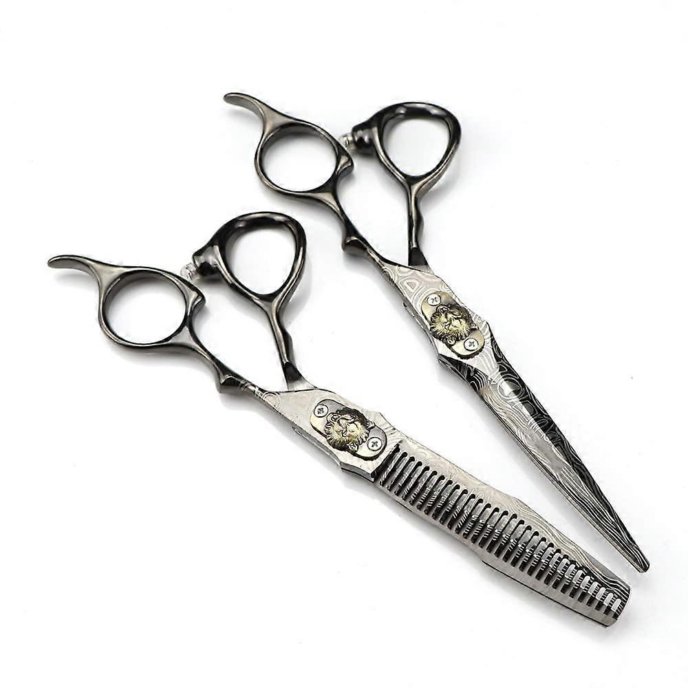 6 Inch Damascus Hair Cutting Scissors Set with Precision Sharp Blades and Ergonomic Comfort Grip