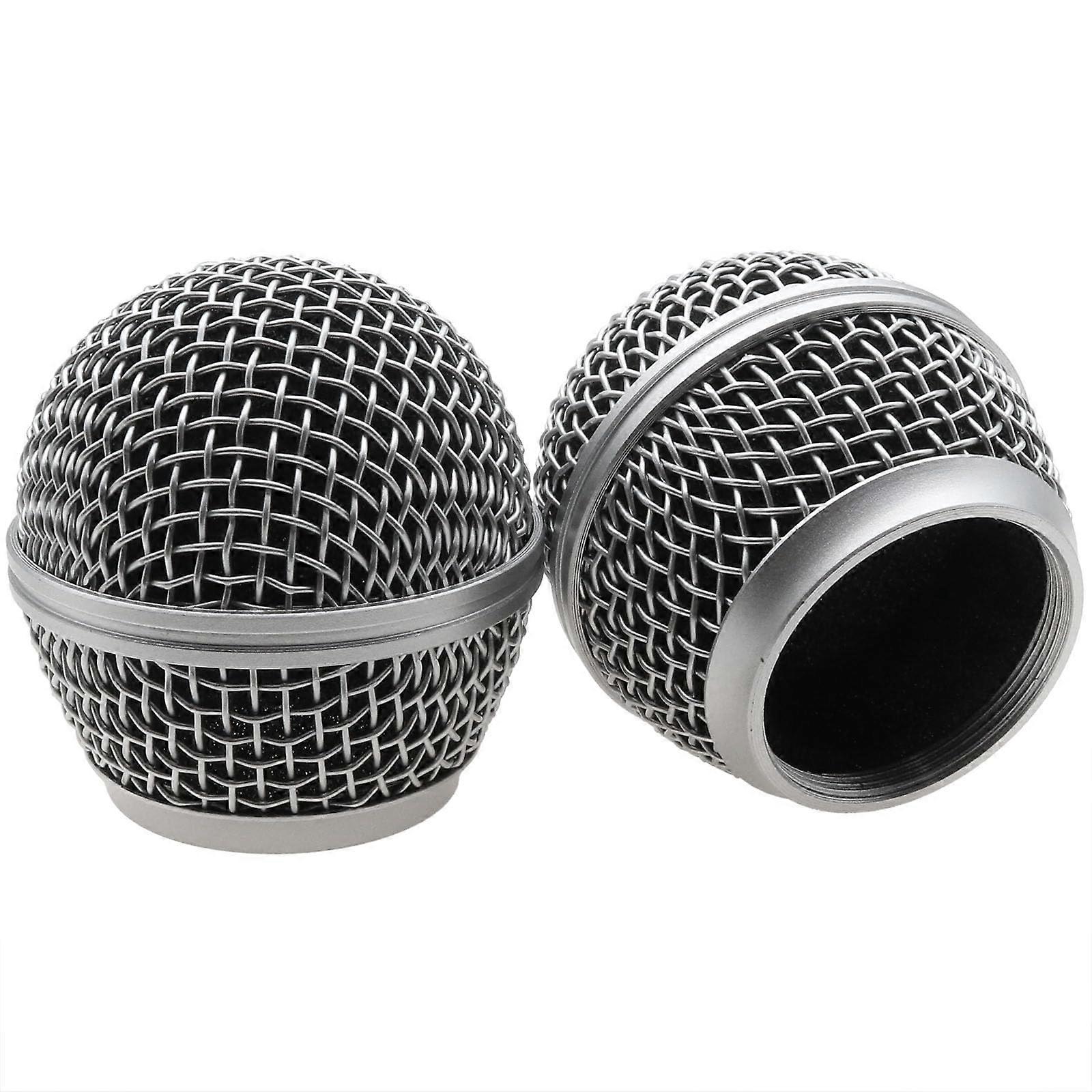 Microphone Grille Replacement with Foam, Silver Metal Mesh Ball Head, Durable Fit for SM58
