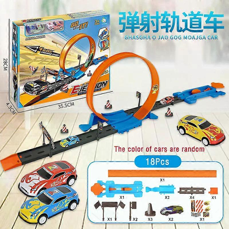 Roues de voiture de comp��tition Double vitesse de cascade, mod��le de piste de course, Kits de Rail assembl��s, v��hicule catapulte, jouets pou