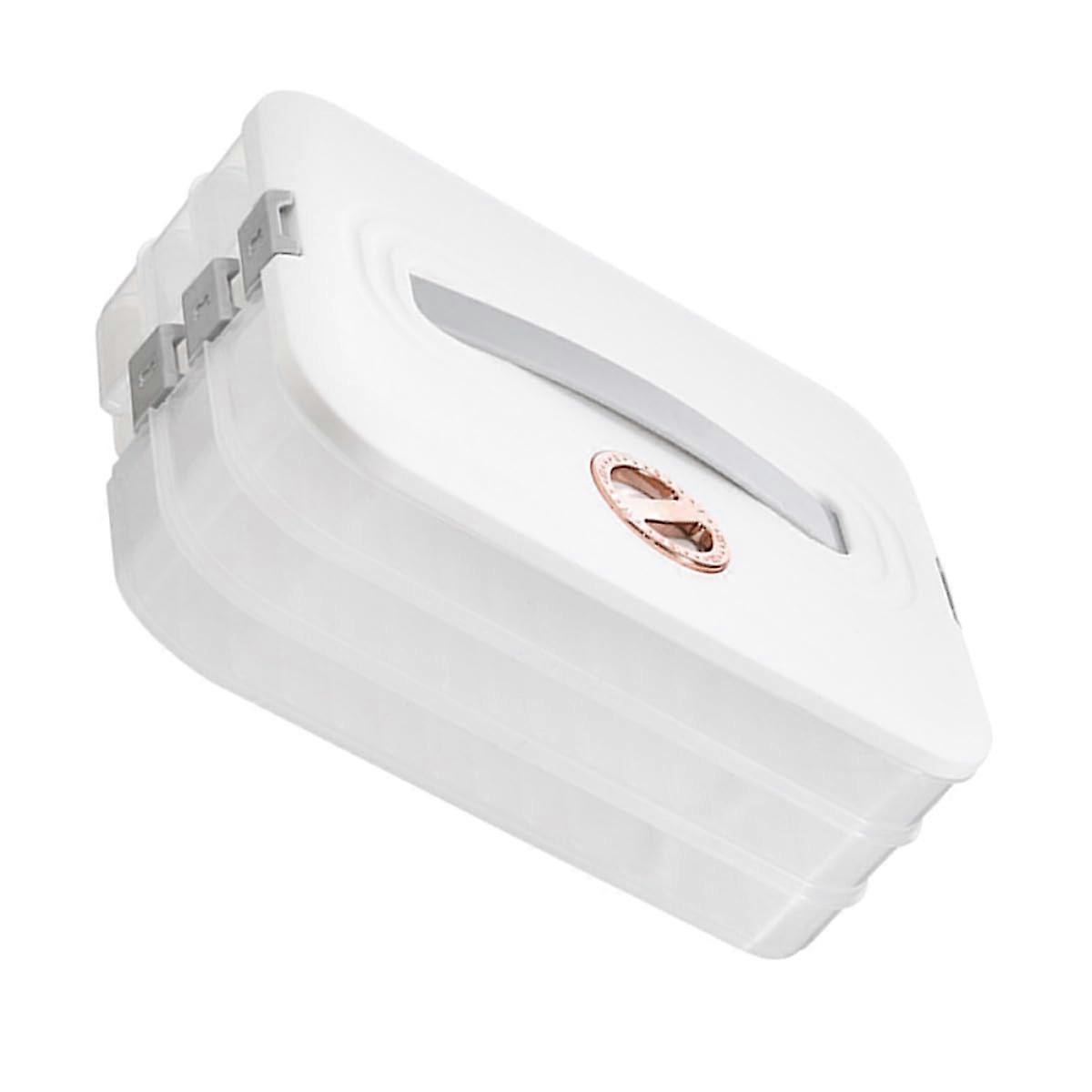 Dumpling Storage Container with Secure Lid, 3Tier Refrigerator Organizer Bin, White Reusable