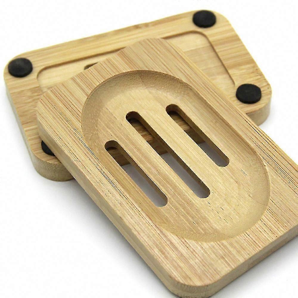 2pcs Bamboo Soap Dish For Bathroom Kitchen Storage Accessories Set