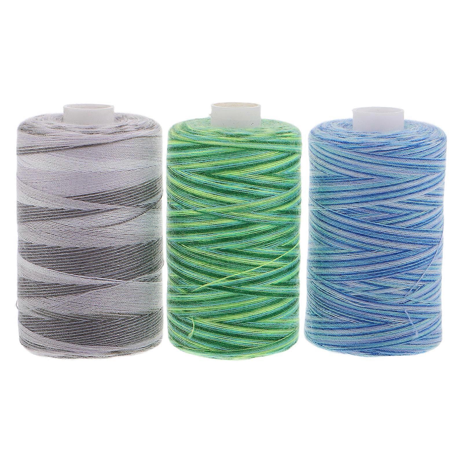 3Pcs Polyester Sewing Thread for Hand Sewing Colorful Gradient Yarn