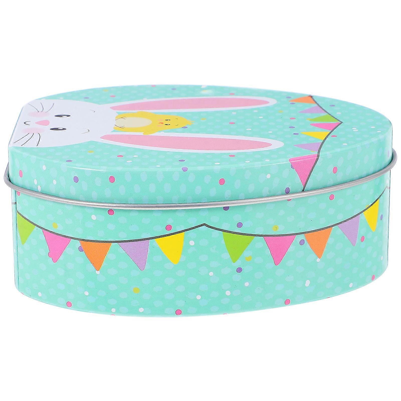 Easter Treat Box Tinplate Container Holiday Party Candy Storage Cookie Tin Rectangular Minimalist Design 1Pcs