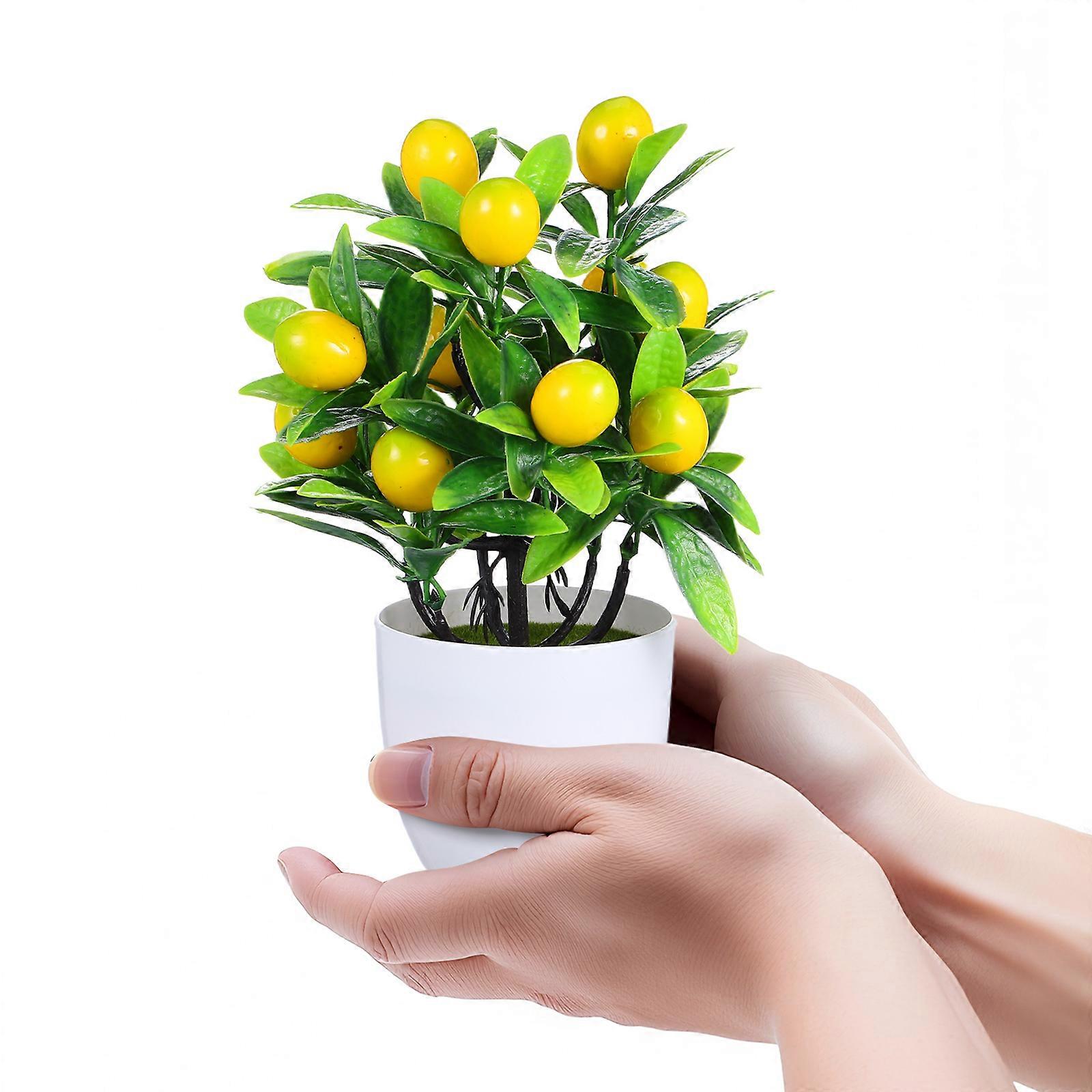 Simulation Plant Decoration Miniature Lemon Tree Office Decor Plastic 1Set