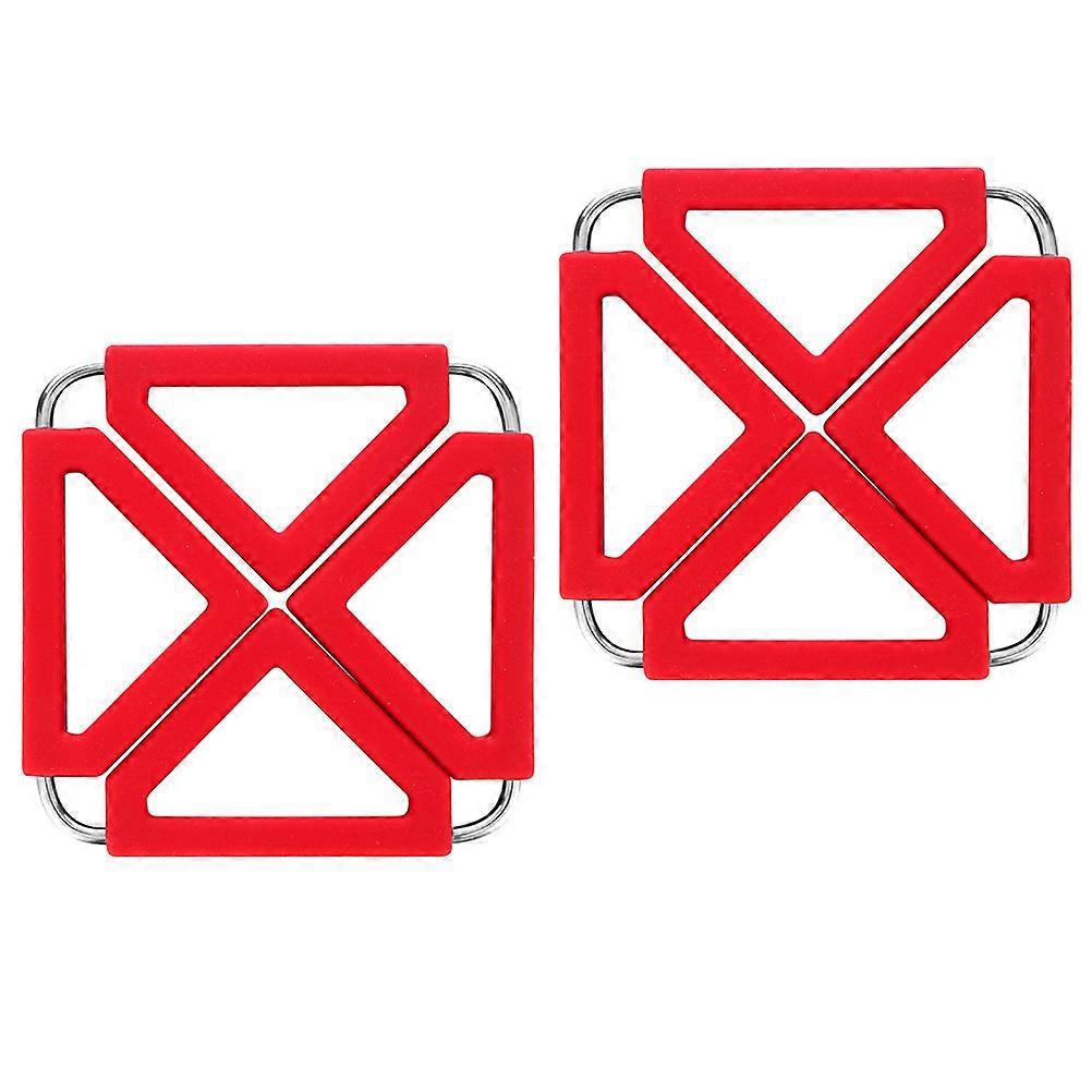 Non-Slip Coasters Silicone Pot Holder for Table Protection 2Pcs Red