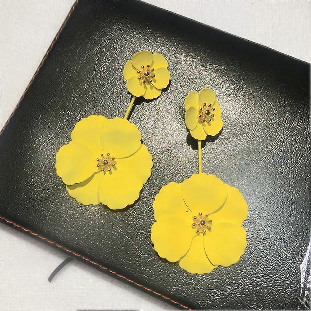 Flower Earring Women Multiple Petal Ear Stud for Decor Yellow