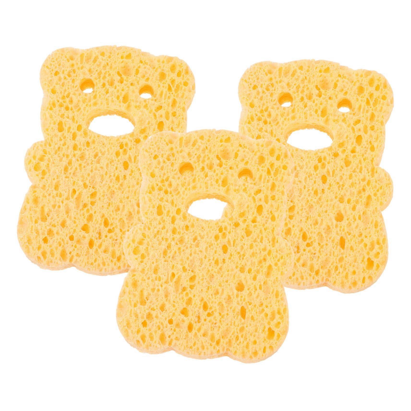 Bath Sponge 3pcs Natural Cellulose Soft Exfoliating Shower Sponge with Quick Dry Hanging Cord