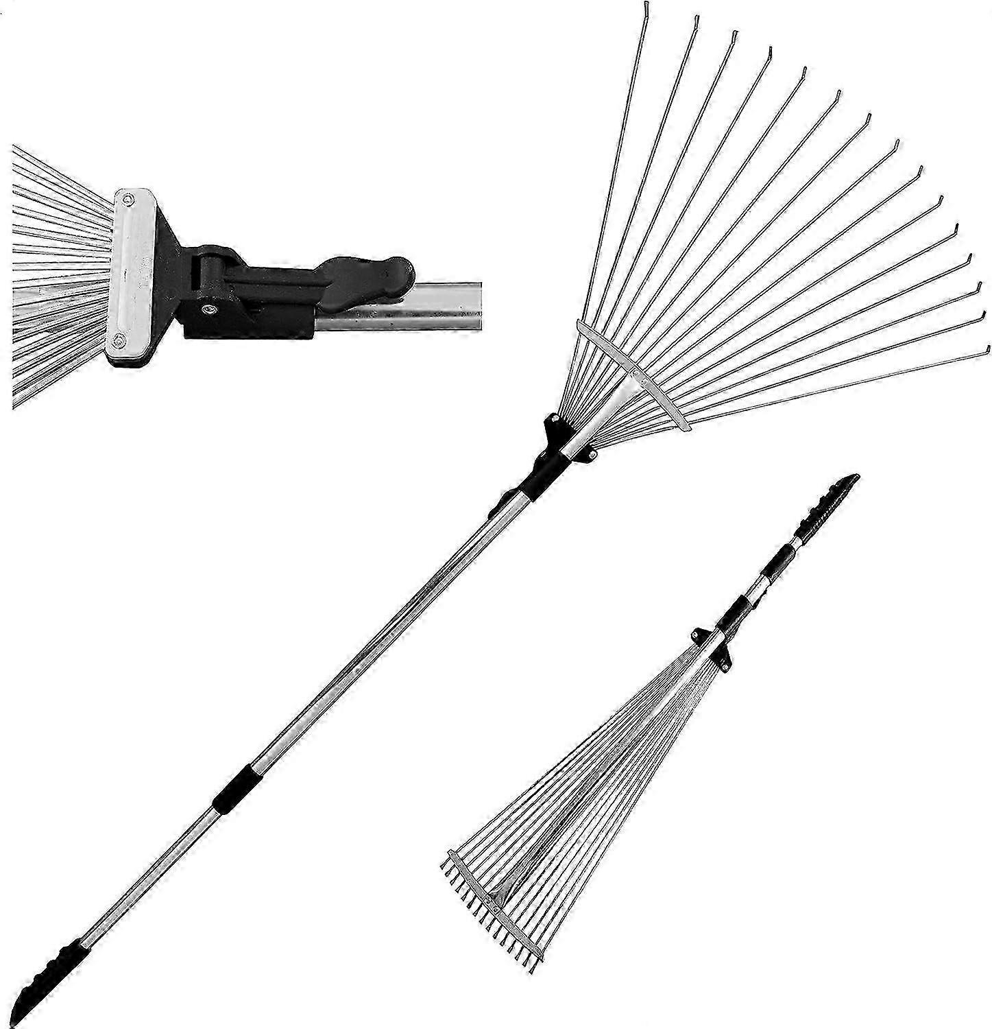 Garden Leaf Rake Adjustable Folding Leaves Rake Tools Metal Rake 25-26
