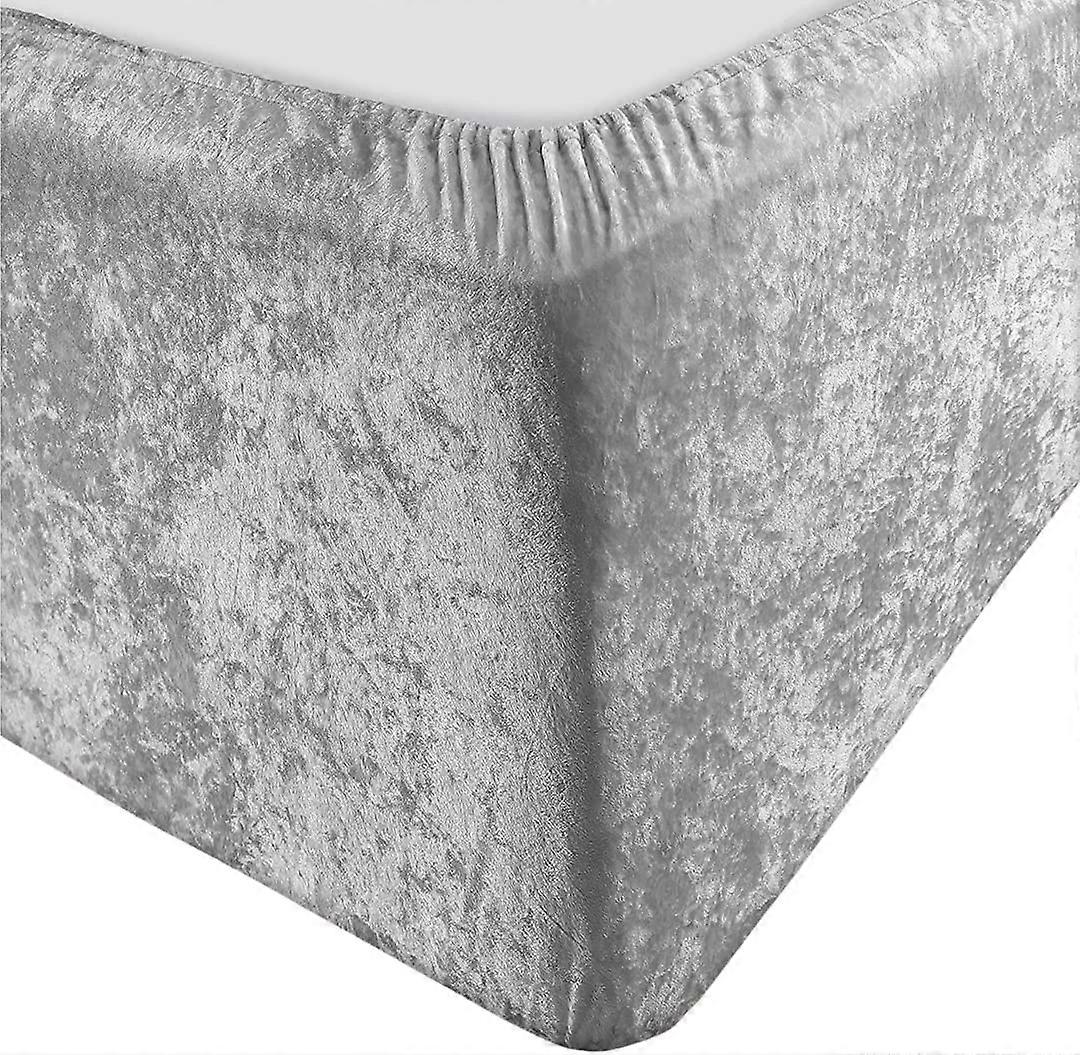 Silver Grey Double Crushed Velvet Divan Bed Base Wrap Hotel Quality Fully Elasticated Fit