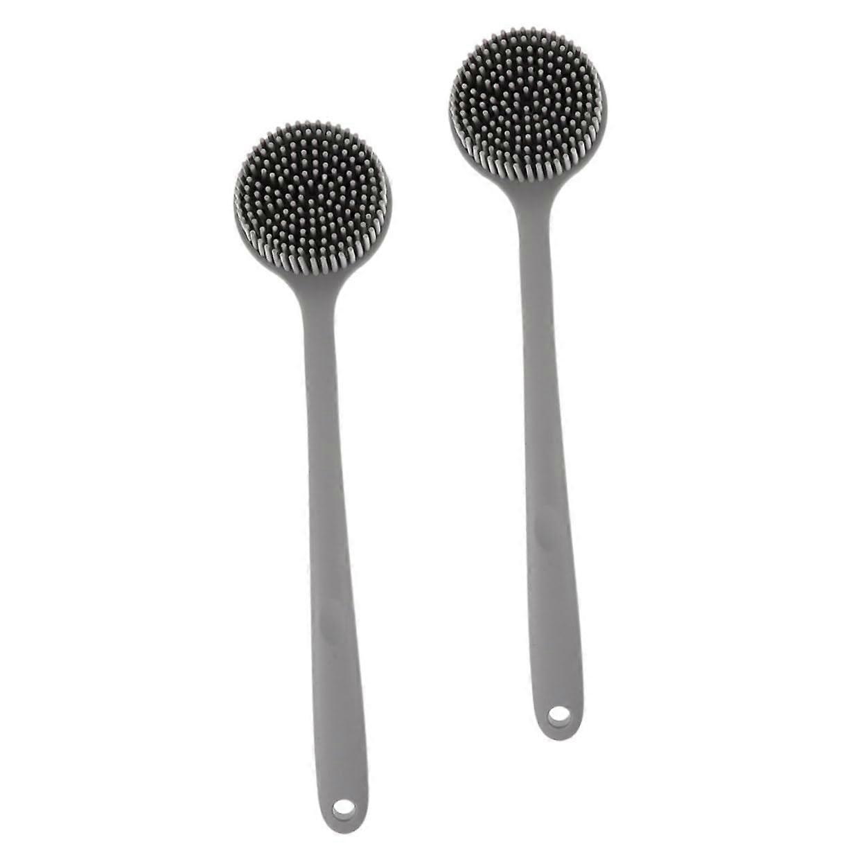 Silicone Back Scrubber with Long Handle, Soft Exfoliating Shower Body Brush, 2Piece Set