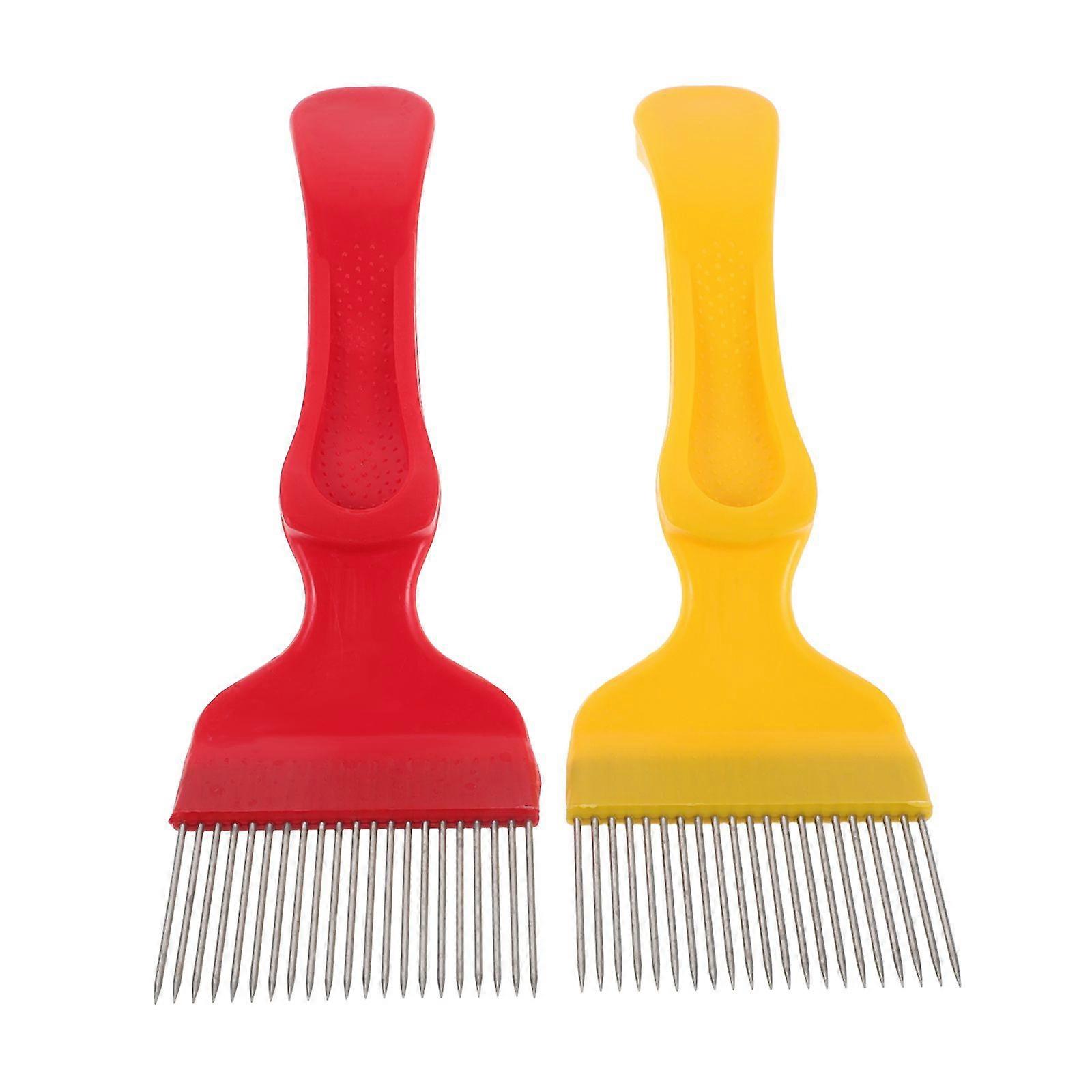 2pcs Bee Keeping Uncapping Fork - Stainless Steel Honey Extractor Uncapping Fork With 21 Sharp Needles & Plastic Handle - Beekeeping Manual Tool For H