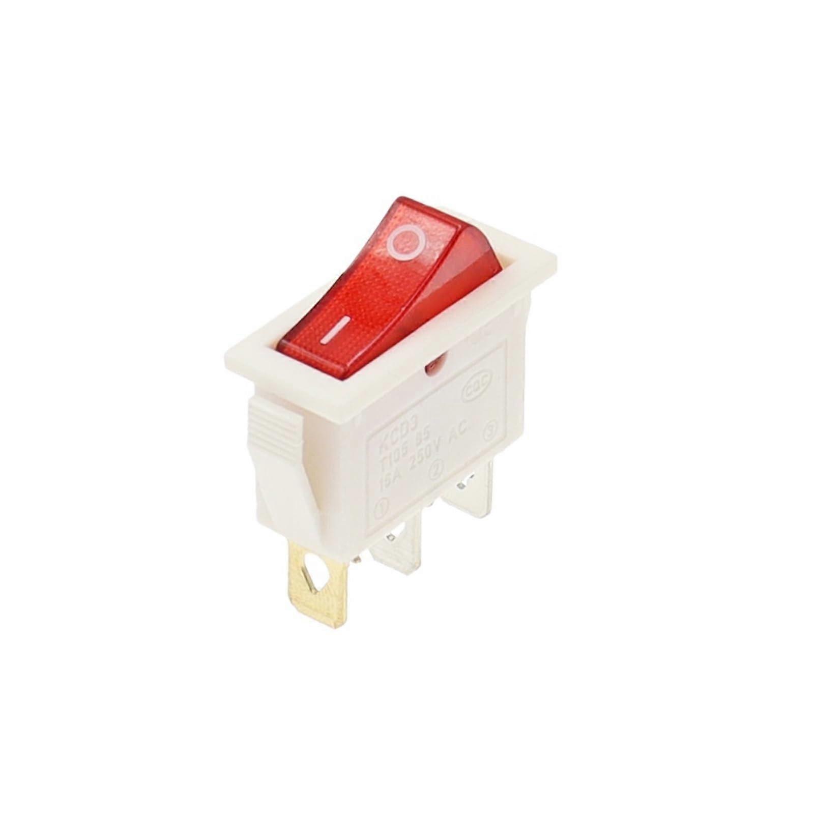 10PCS KCD3 Rocker Switch with White Red LED Light, On Off 3 Pin, Illuminated Power Control