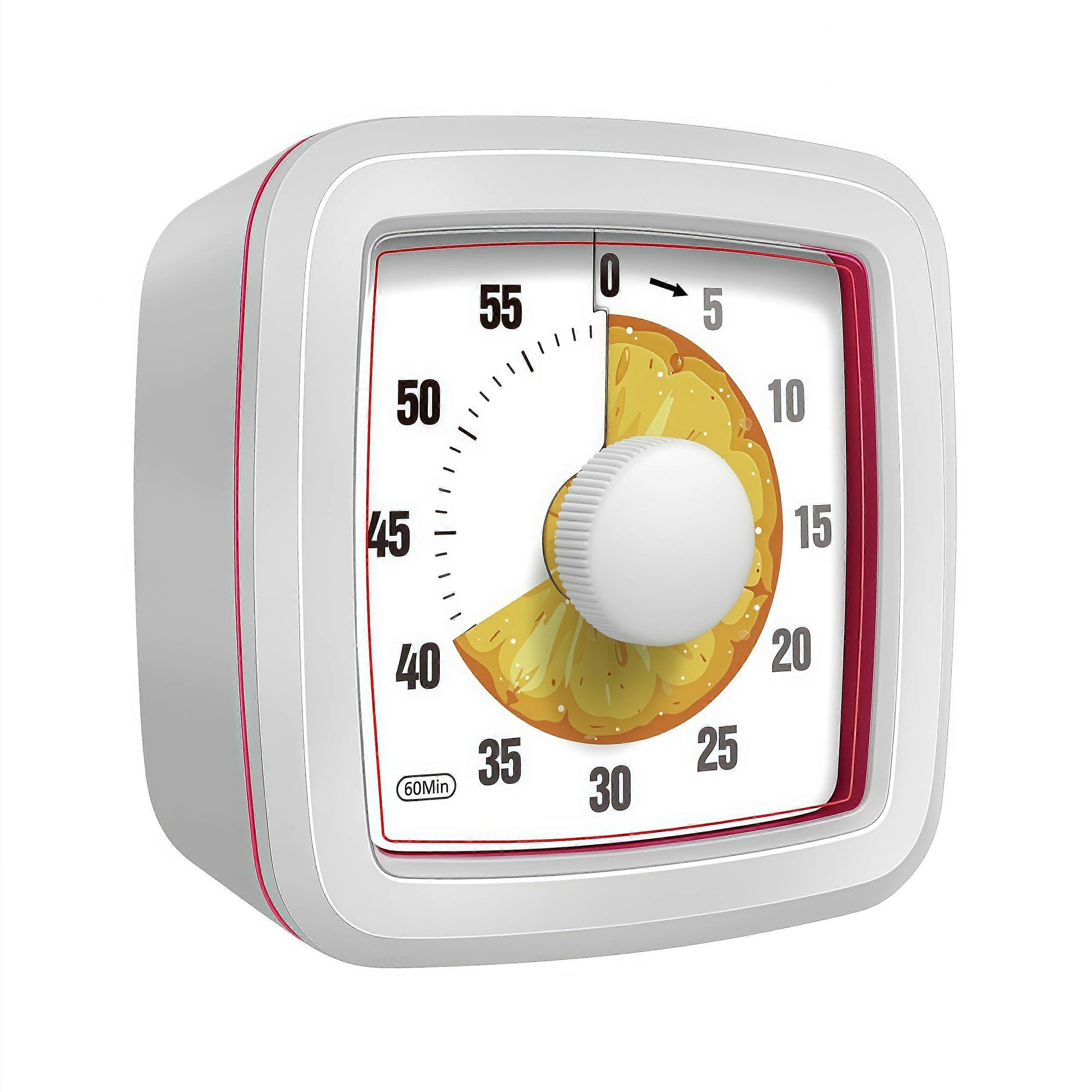 Visual Timer for Kids 60Minute Silent Countdown with Fun Fruit Dial for Classroom or Home Orange