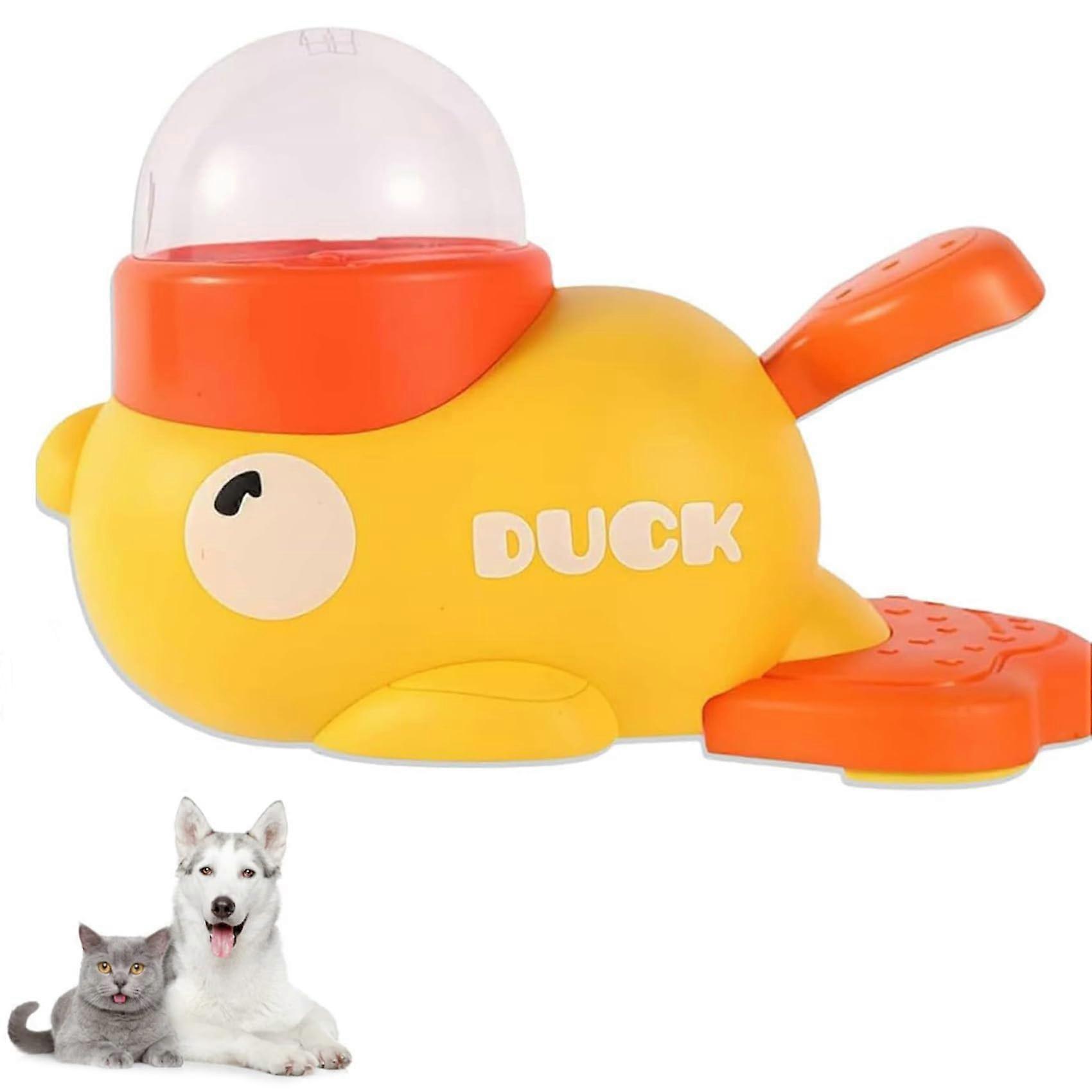 Duck Shaped Interactive Cat  Dispenser Slow Feeder Toy with Non Slip Base 2 Pack