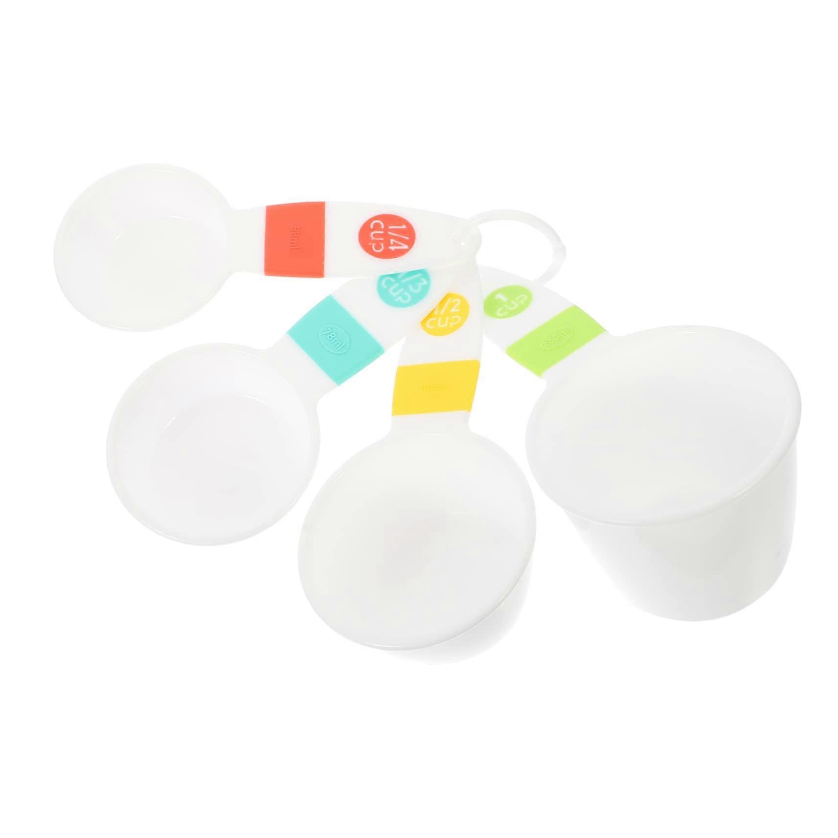 4 Piece Plastic Measuring Cups Set with Ergonomic Handles for Baking and Cooking