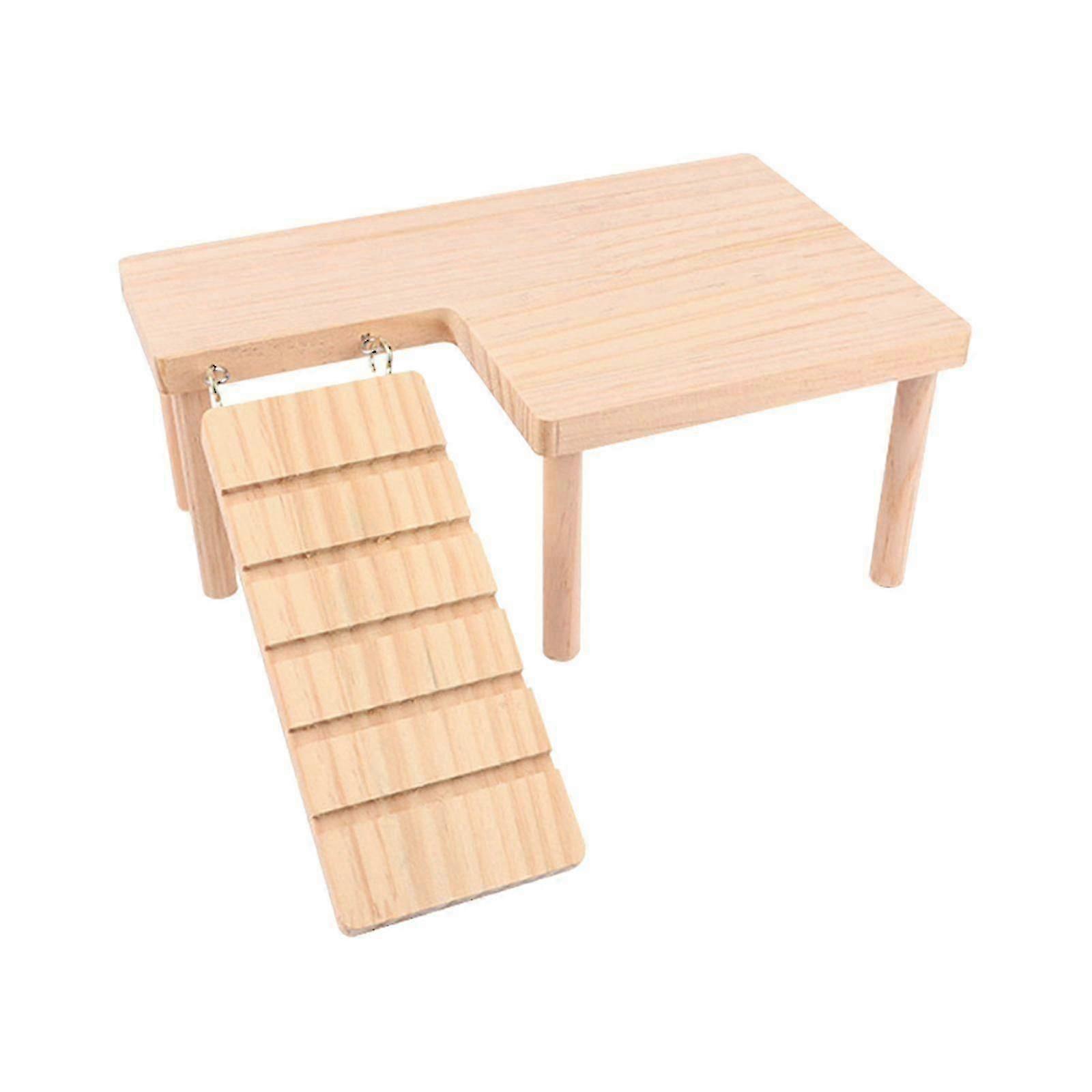 Wooden Hamster Platform with Attached Ladder for Gerbil Cage