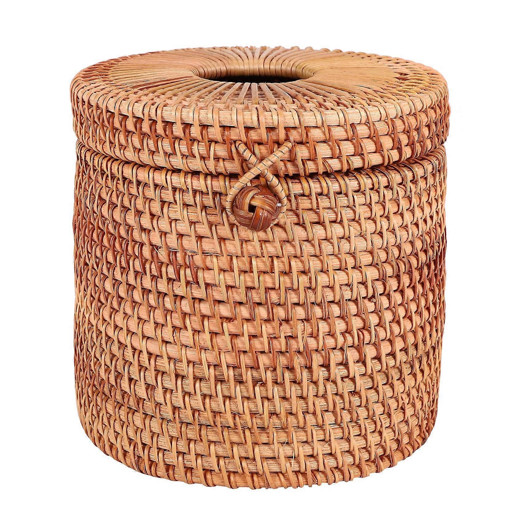 Rattan Tissue Box for Storage Single Roll and Tissues in Bathroom
