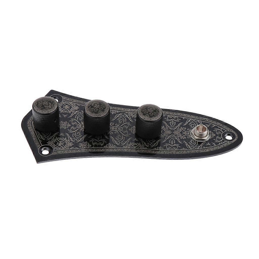 Bass Guitar Control Plate with Classical Decorative Pattern, Durable Iron Electric Bass Switch Plate