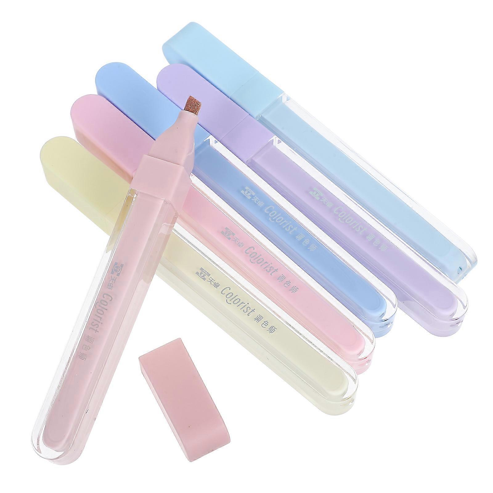 Glitter Fluorescent Highlighter Pens for Marking 6Pcs with Bright Colors