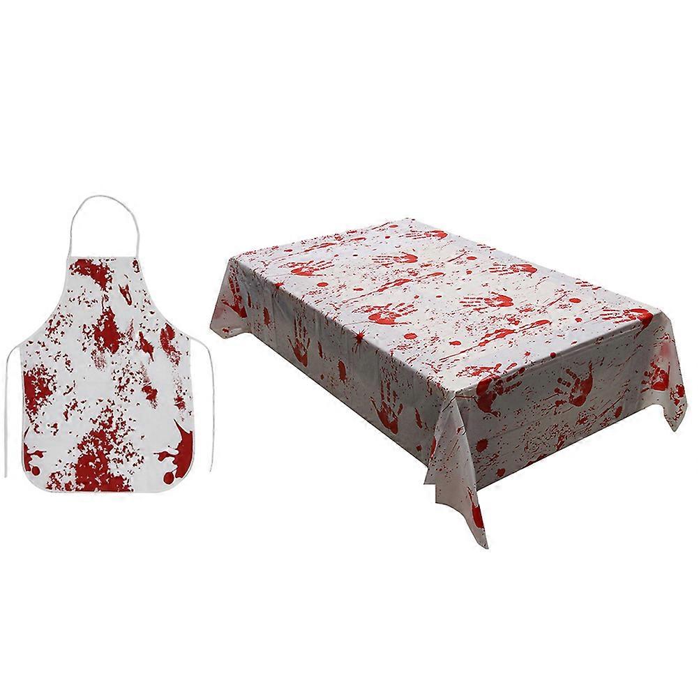 Assorted Color Halloween Tablecloth Apron Set for Decor 2Sets