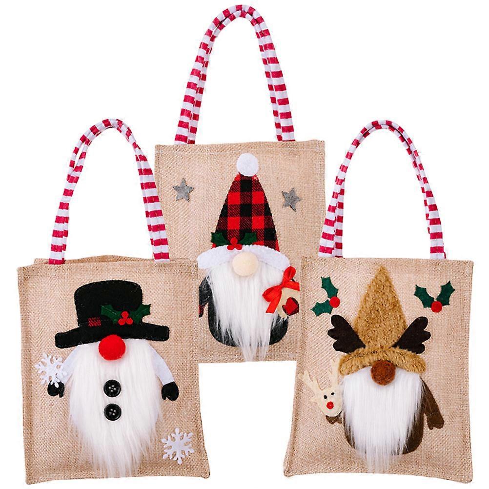 Xmas Gift Bags Cartoon Candy Bag with Handle Design 3Pcs Set